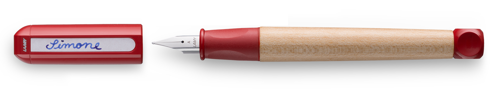 Roter Füller mit Holzgriff